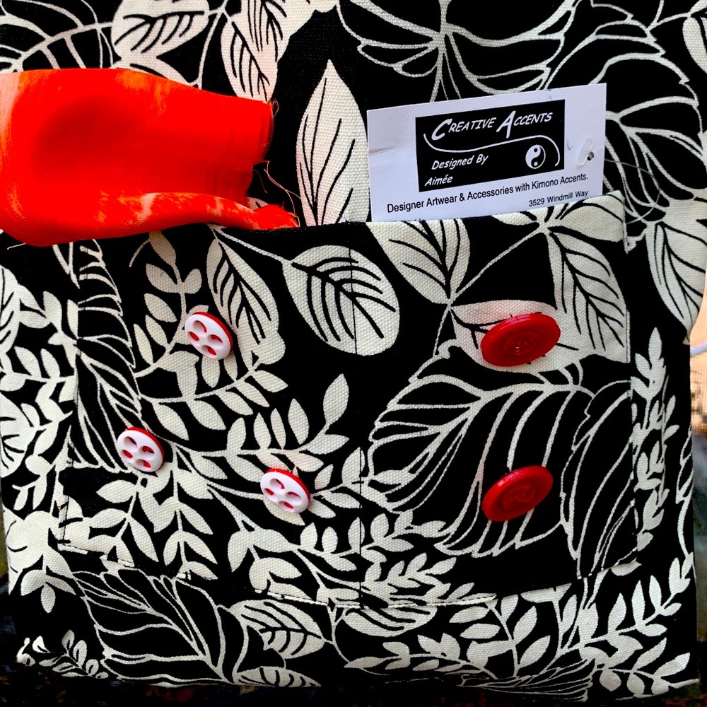 Handmade Cotton Tote Bag In Black and White
